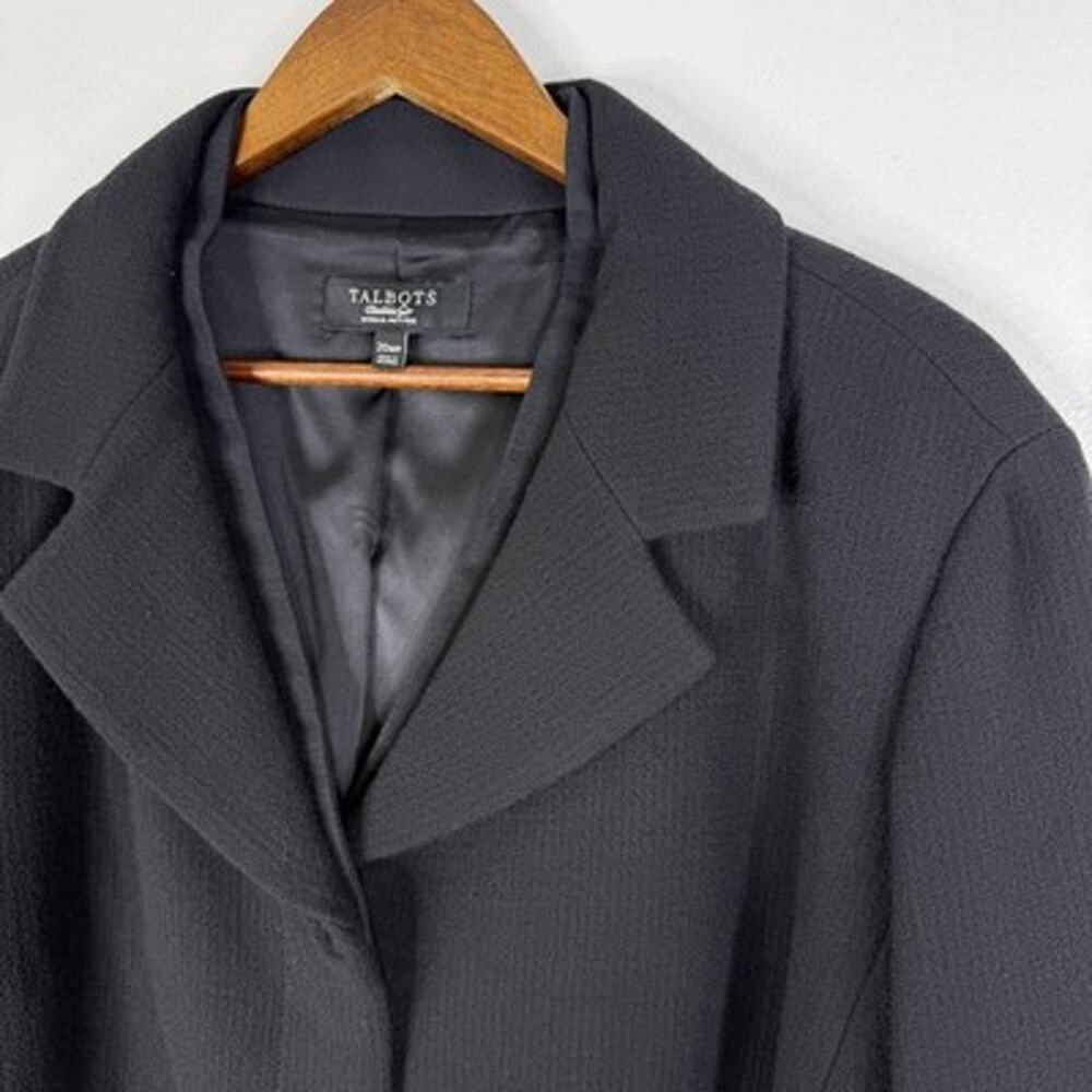 Talbots Black Wool Blazer Womens 20WP Lined Stretch Petites Career Jacket